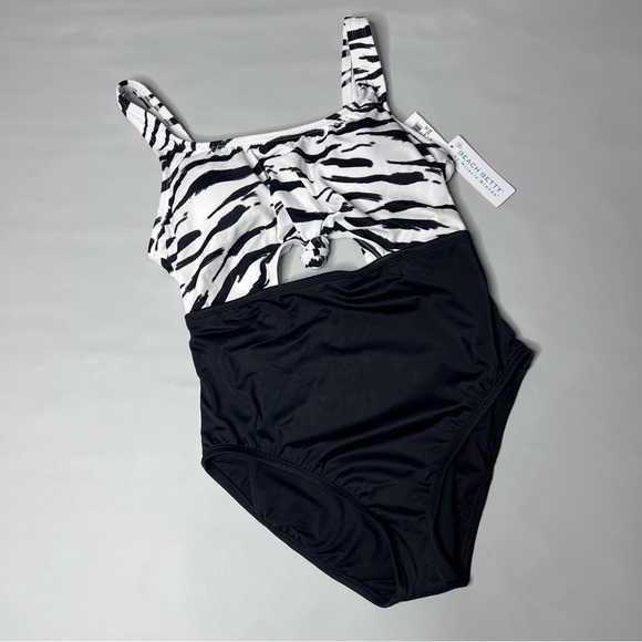 Nwt Beach Betty Women's Slimming Control Tie-Front Cut Out One Piece Swimsuit M - Picture 3 of 14